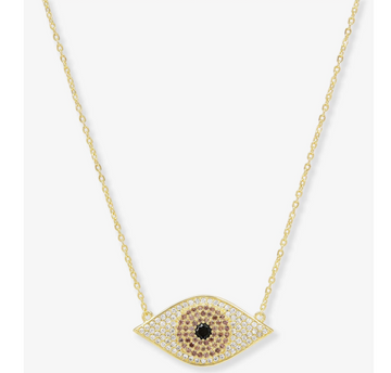 Melinda Maria Black Evil Eye Necklace - Gold