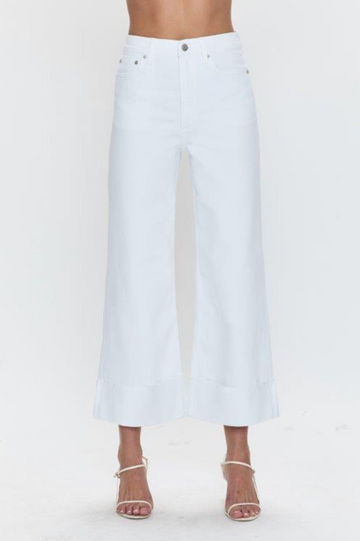 Pistola Lana Crop Cuff High Rise Ultra Wide Leg Jean- Vivid White
