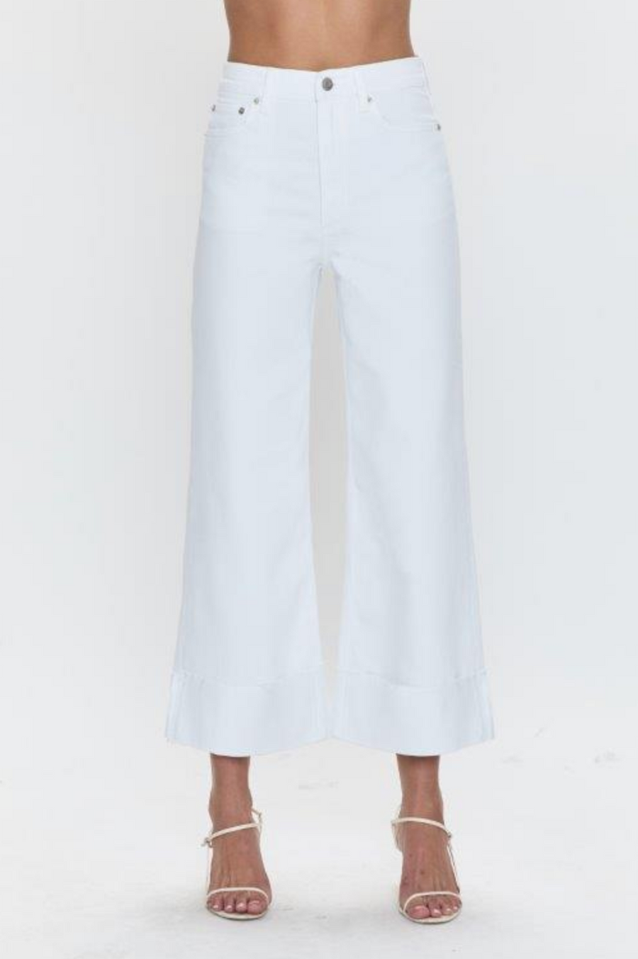 Pistola Lana Crop Cuff High Rise Ultra Wide Leg Jean- Vivid White