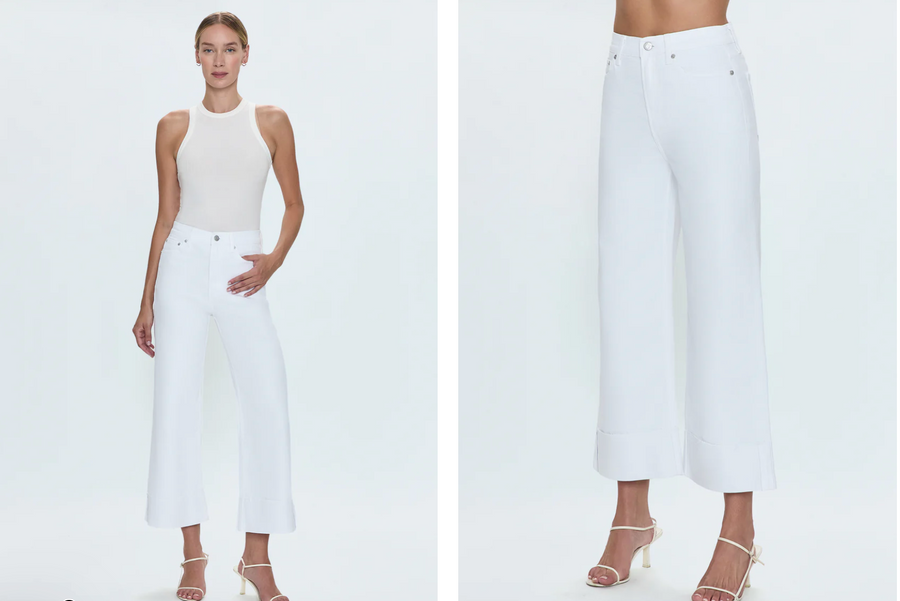 Pistola Lana Crop Cuff High Rise Ultra Wide Leg Jean- Vivid White