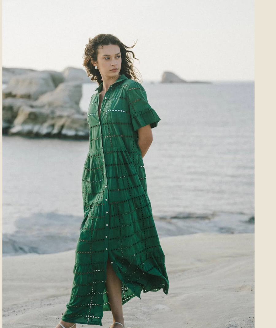 Trovata Martine Dress - Emerald Eyelet