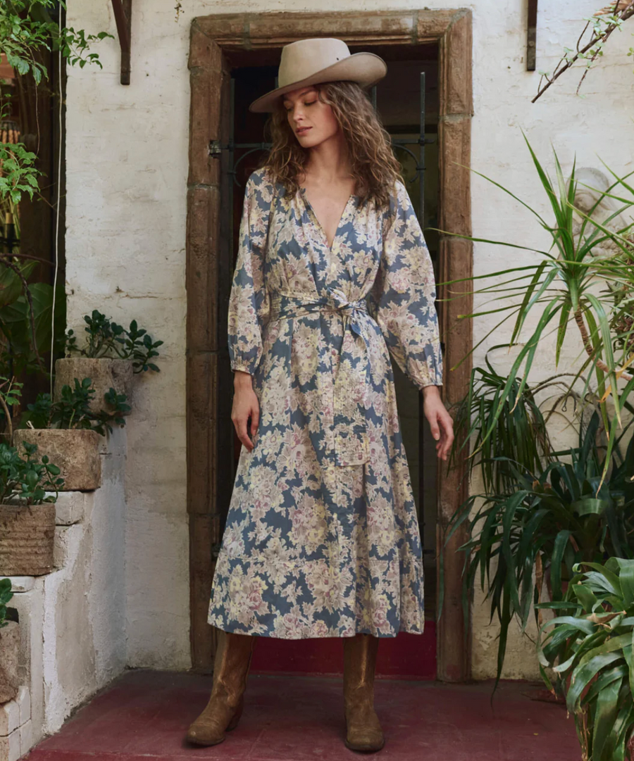 The Great Pampas Dress - Indigo Floral