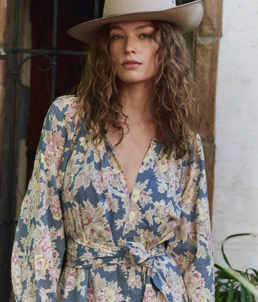 The Great Pampas Dress - Indigo Floral