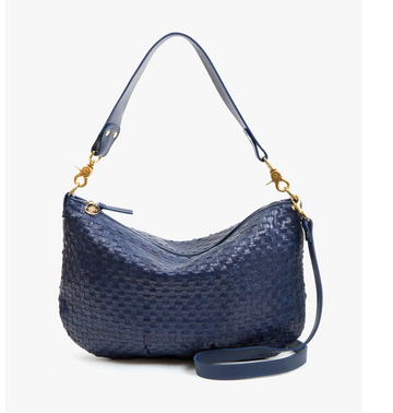 Clare V. Moyen Messenger - Bleu Marine  Checker
