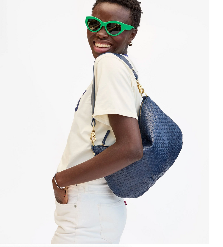 Clare V. Moyen Messenger - Bleu Marine  Checker