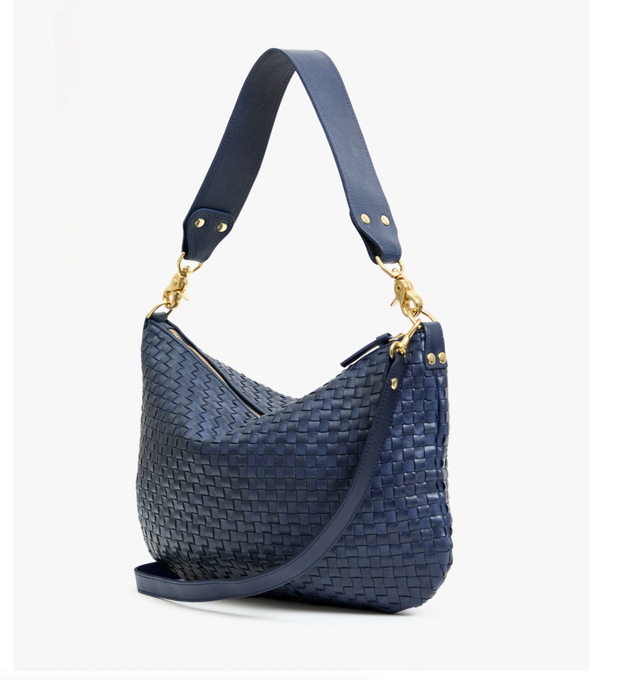 Clare V. Moyen Messenger - Bleu Marine  Checker
