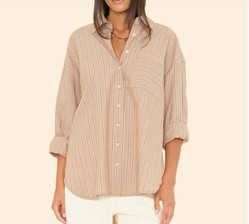 Xirena Sydney Shirt - Toffee Stripe