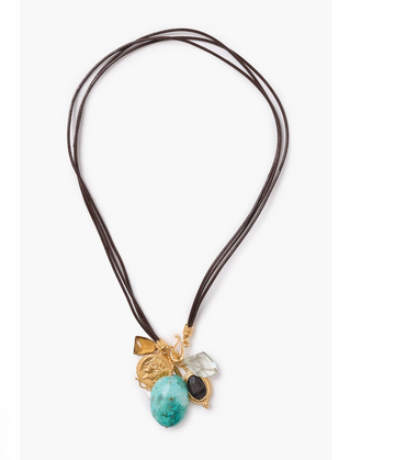 Chan Luu Traveler Leather Charm Necklace - Turquoise