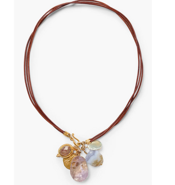 Chan Luu Traveler Leather Charm Necklace - Amethyst