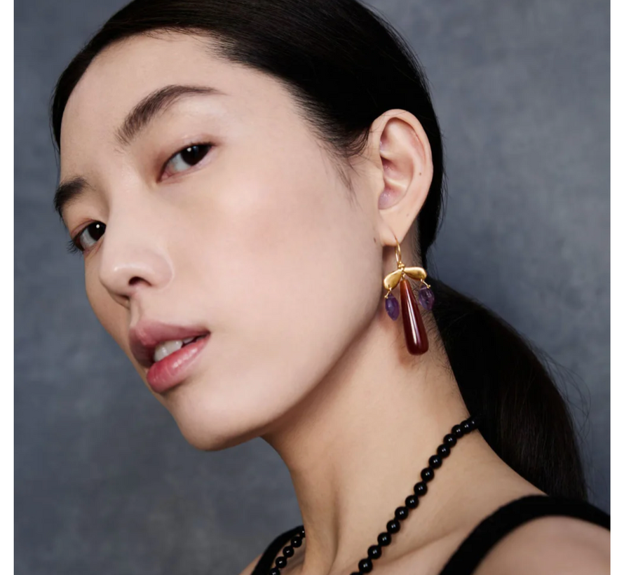 Chan Luu Dragonfly Chandelier Earrings - Red Agate