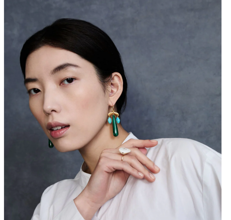 Chan Luu Dragonfly Chandelier Earrings - Malachite
