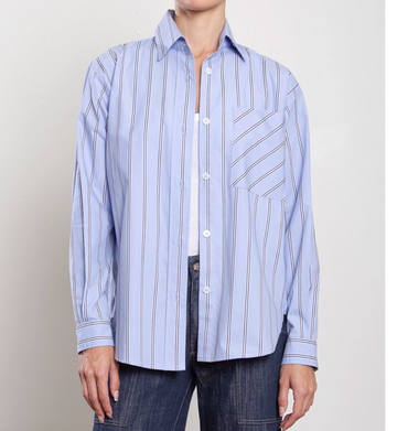 PHARAOH Jessie Shirt - Periwinkle Japanese Stripe