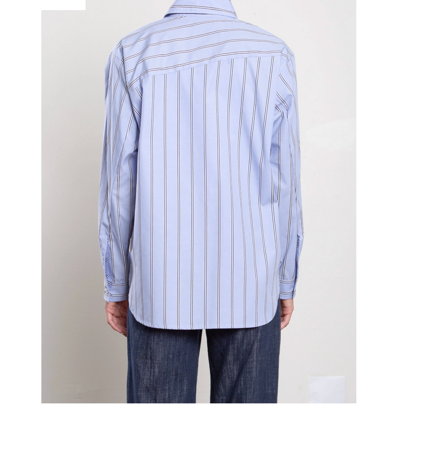 PHARAOH Jessie Shirt - Periwinkle Japanese Stripe