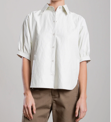 PHARAOH Faux Leather Claude Shirt - Ivory