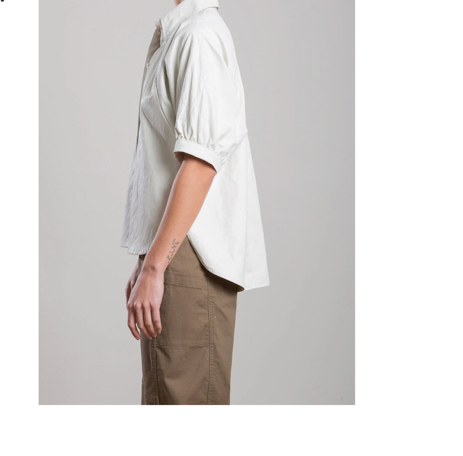 PHARAOH Faux Leather Claude Shirt - Ivory