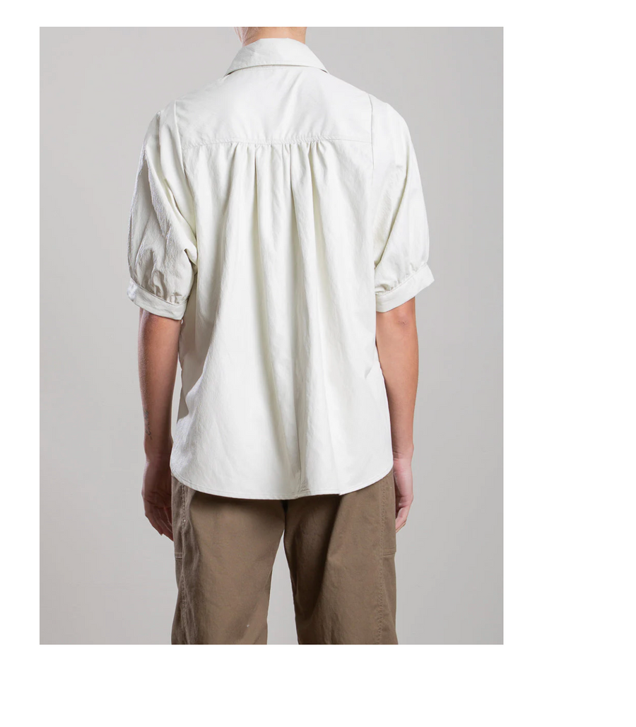 PHARAOH Faux Leather Claude Shirt - Ivory