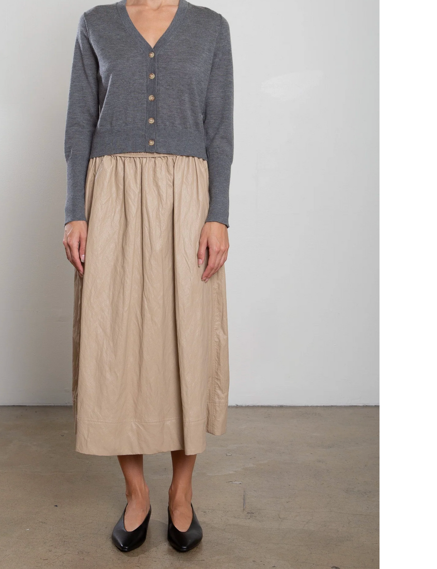PHARAOH Faux Leather Claudia Skirt - Biscotti