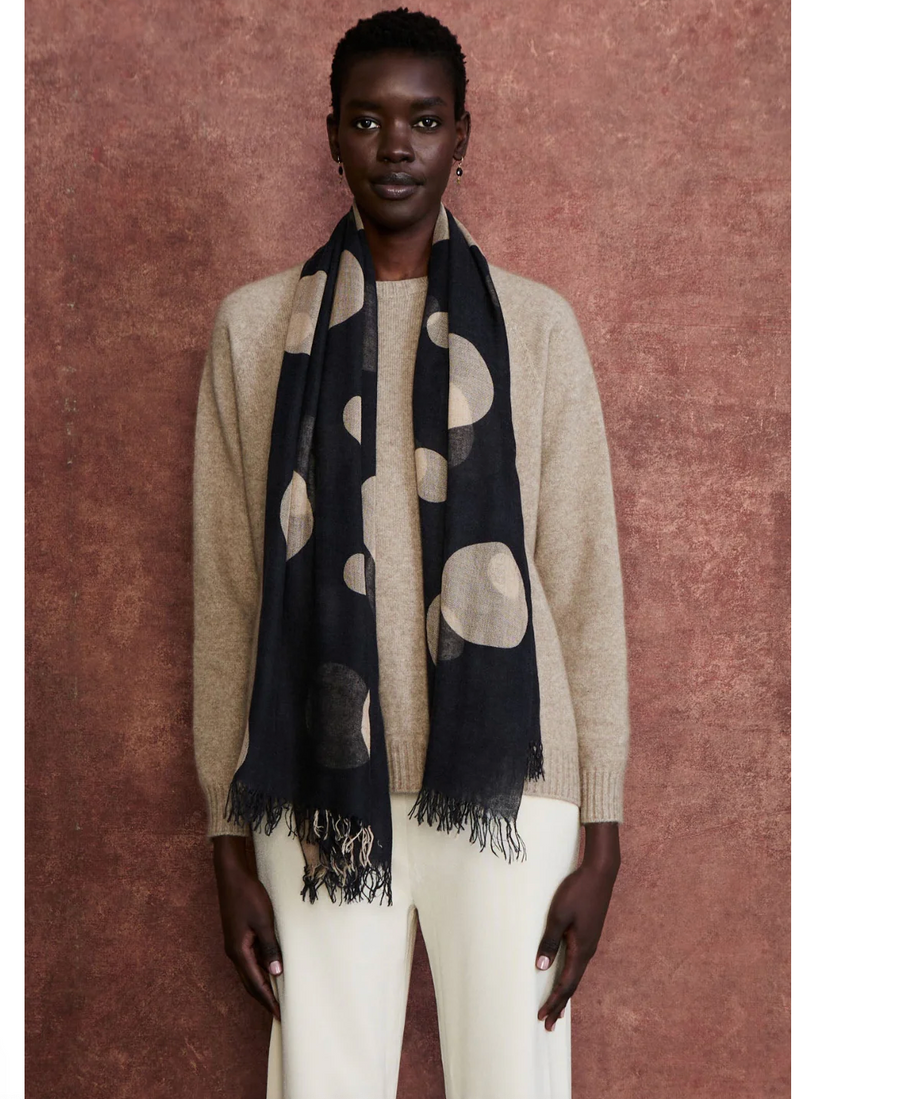 Cashmere And Silk Scarf - Black Cream