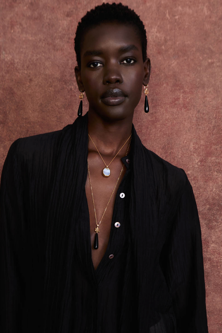 Chan Luu Teardrop Earrings - Black Agate