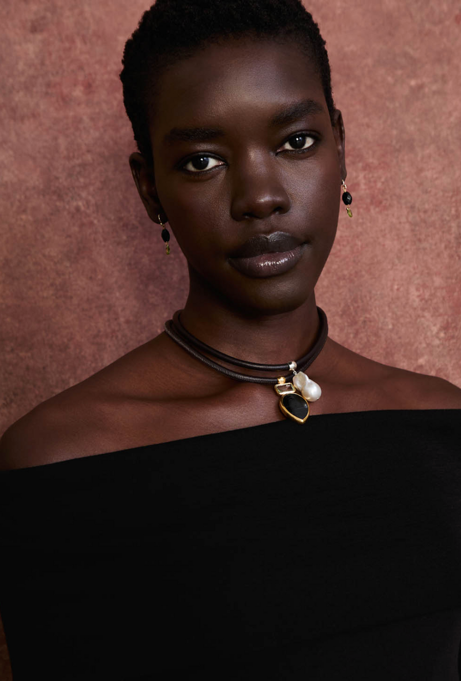 Chan Luu Semi Precious Drop Earrings - Black Tourmaline