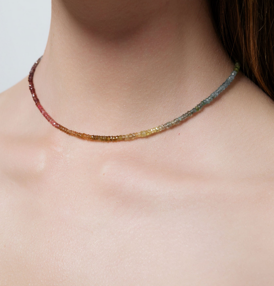SHASHI Aisha Gemstone Necklace - Muted Rainbow