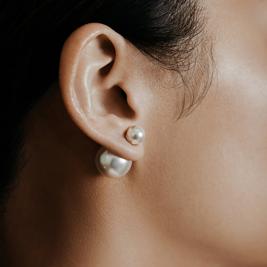 SHASHI Double Ball Earring - Pearl