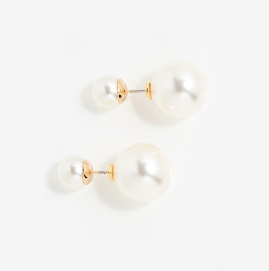 SHASHI Double Ball Earring - Pearl