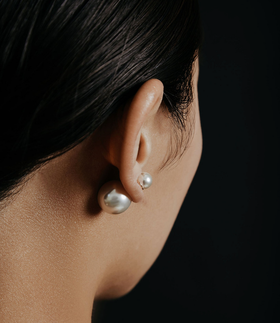 SHASHI Double Ball Earring - Pearl