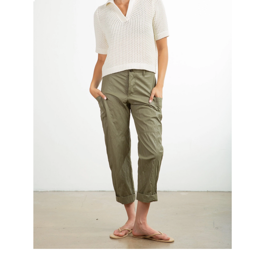 PHARAOH Torrance Faux Leather Pant - Army