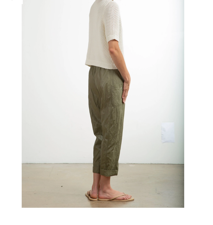 PHARAOH Torrance Faux Leather Pant - Army