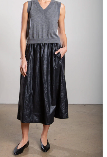 PHARAOH Claudia Faux Leather Skirt - Black