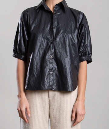 PHARAOH Faux Leather Shirt - Black