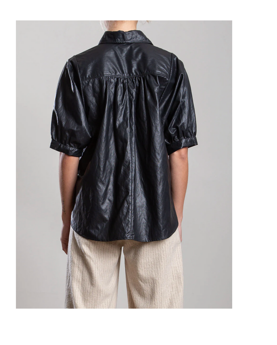 PHARAOH Faux Leather Shirt - Black