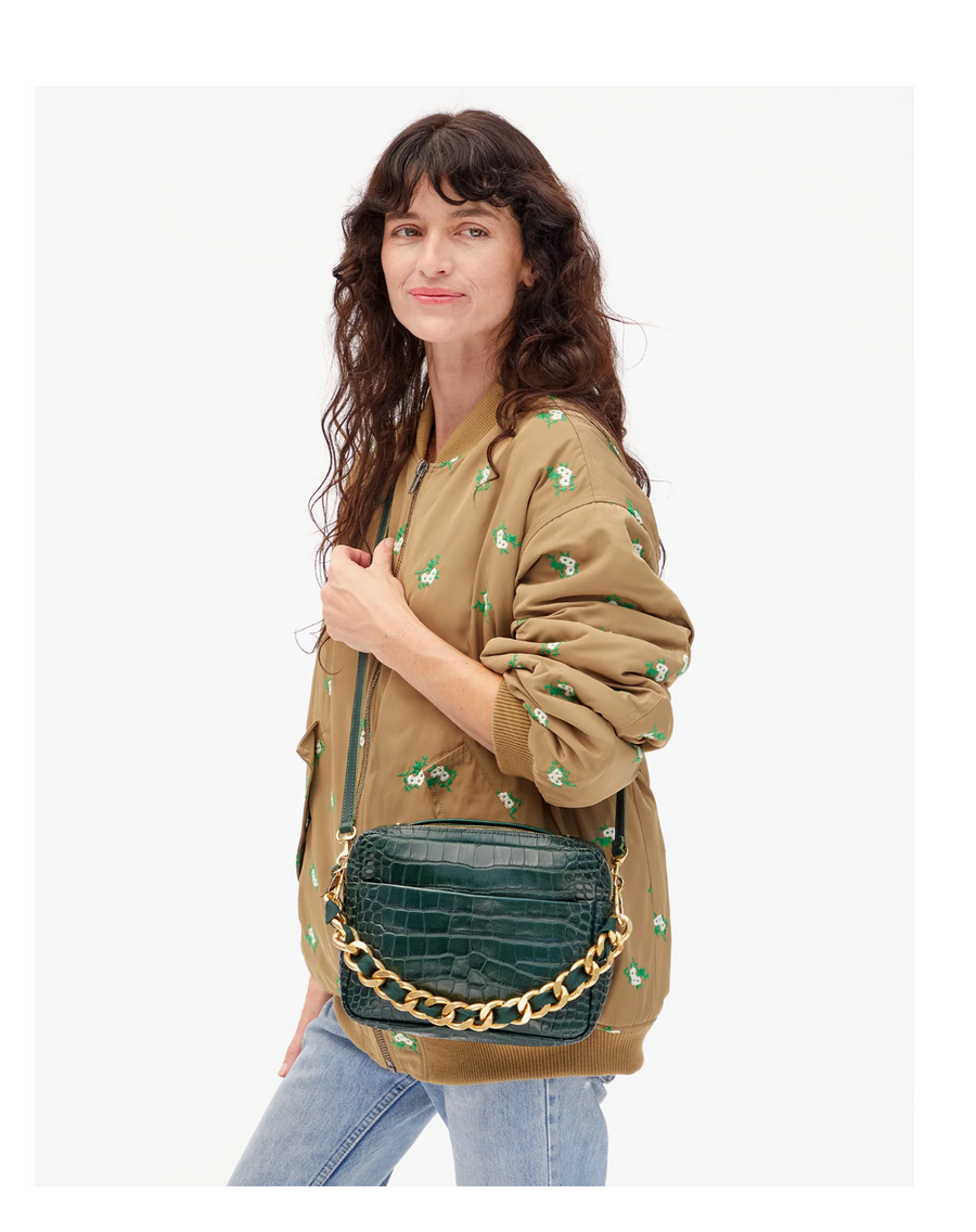 Clare V. Mirabel - Deep Pine Embossed Croco