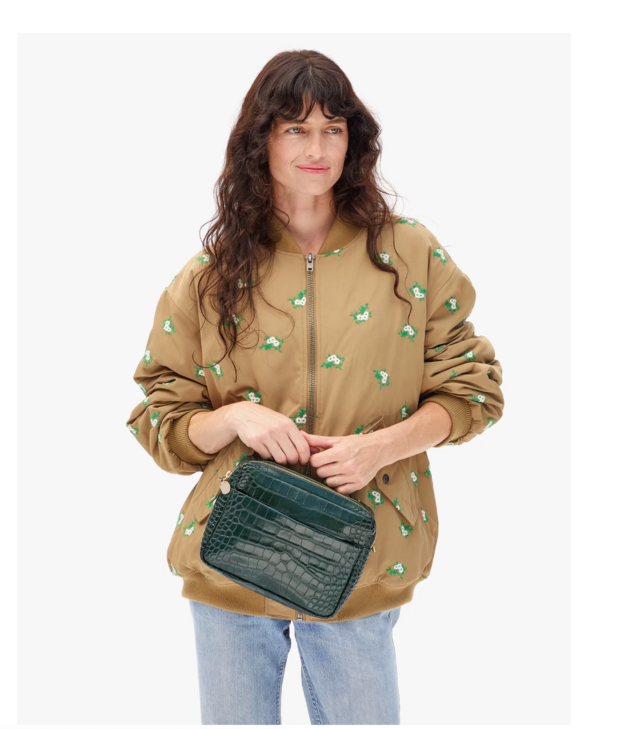 Clare V. Mirabel - Deep Pine Embossed Croco