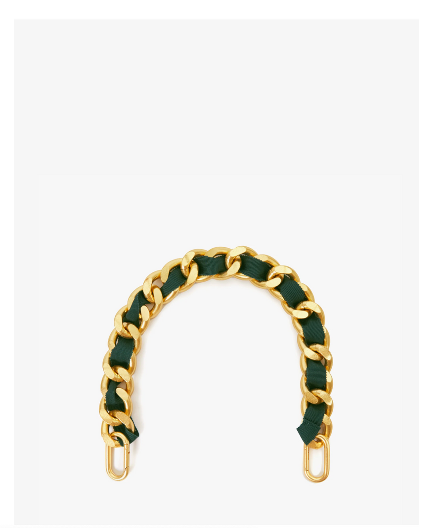 Clare V. Shortie Strap - Evergreen Grosgrain Chain