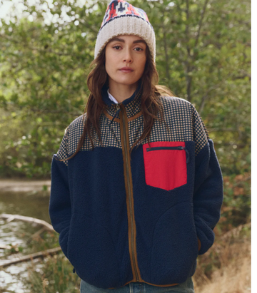 The Great Print-Mix Plush Terrain Full-Zip - Mini Frosted Daisy & Navy