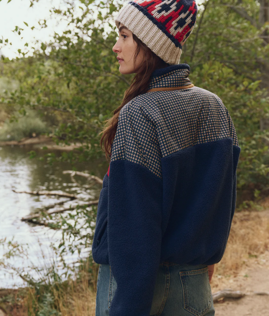 The Great Print-Mix Plush Terrain Full-Zip - Mini Frosted Daisy & Navy