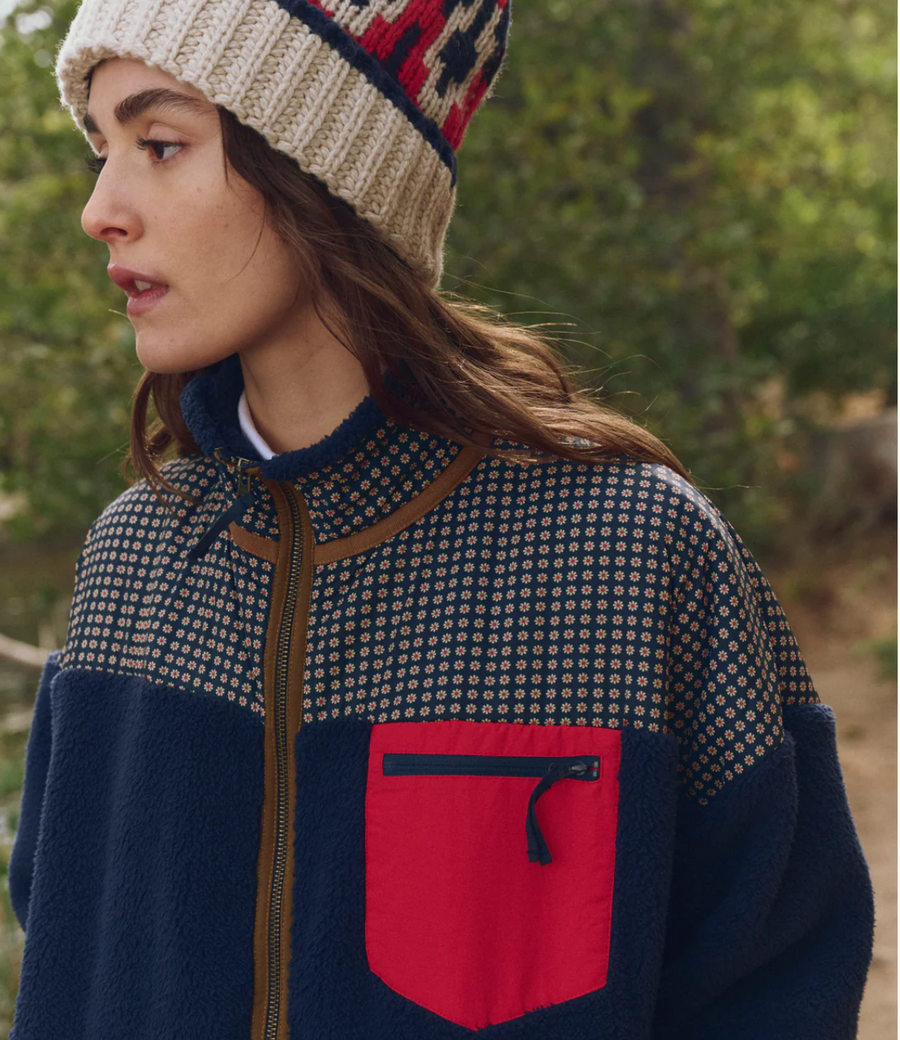 The Great Print-Mix Plush Terrain Full-Zip - Mini Frosted Daisy & Navy