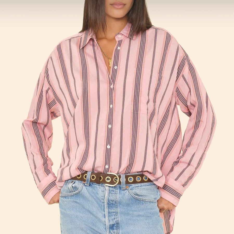 Xirena Stripe Jordy Shirt - Blush