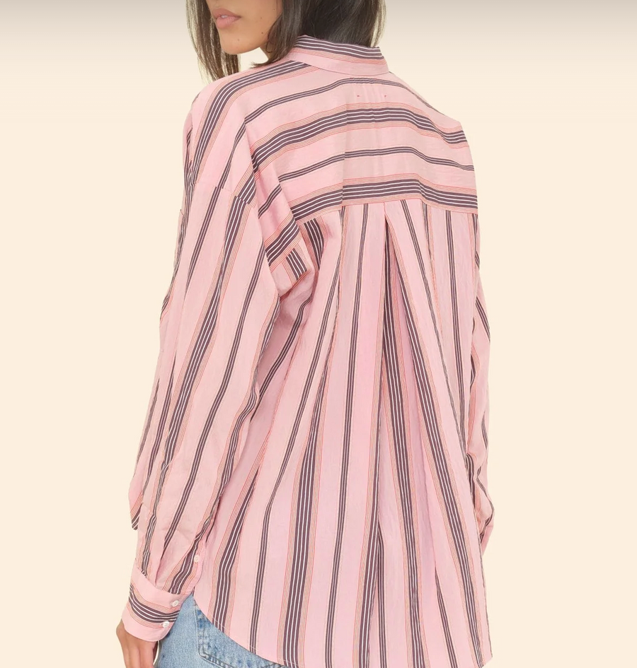Xirena Stripe Jordy Shirt - Blush