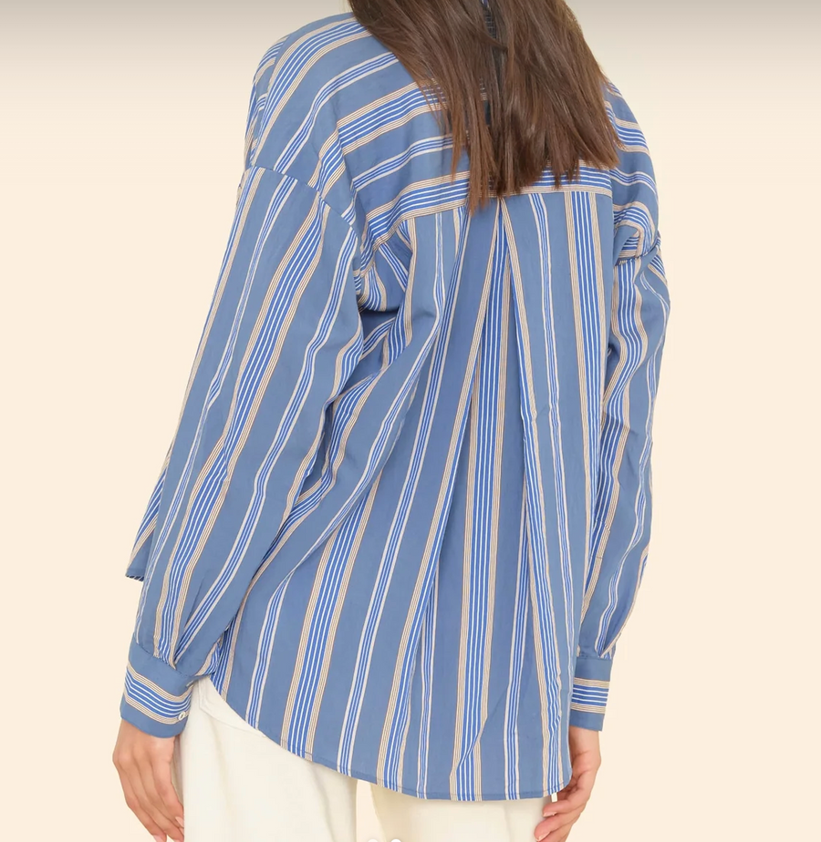 Xirena Stipe Jordy Shirt - Navy Blue Stripe
