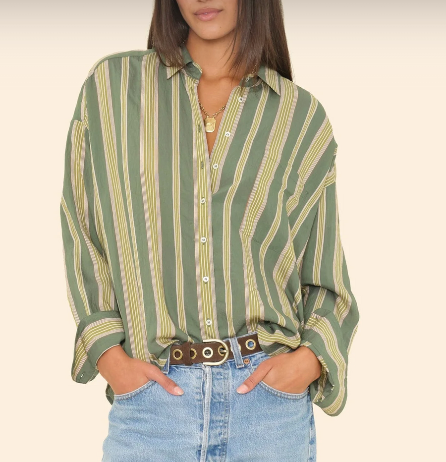 Xirena Stripe Jordy Shirt - Spruce