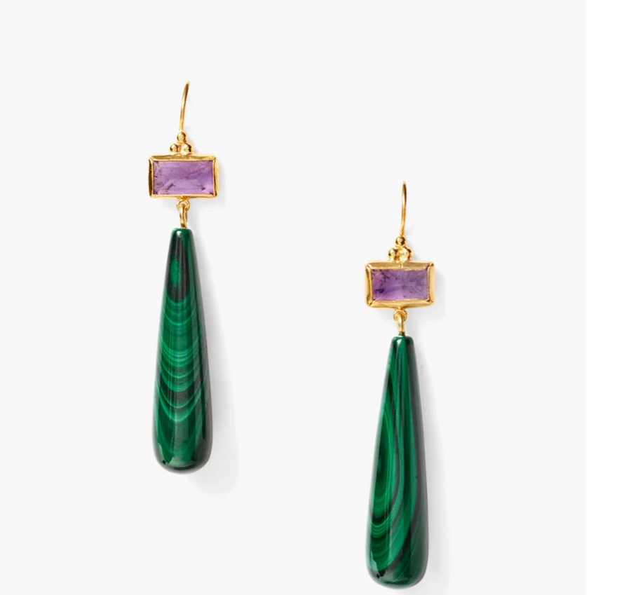 Chan Luu Messina Earrings - Malachite Mix