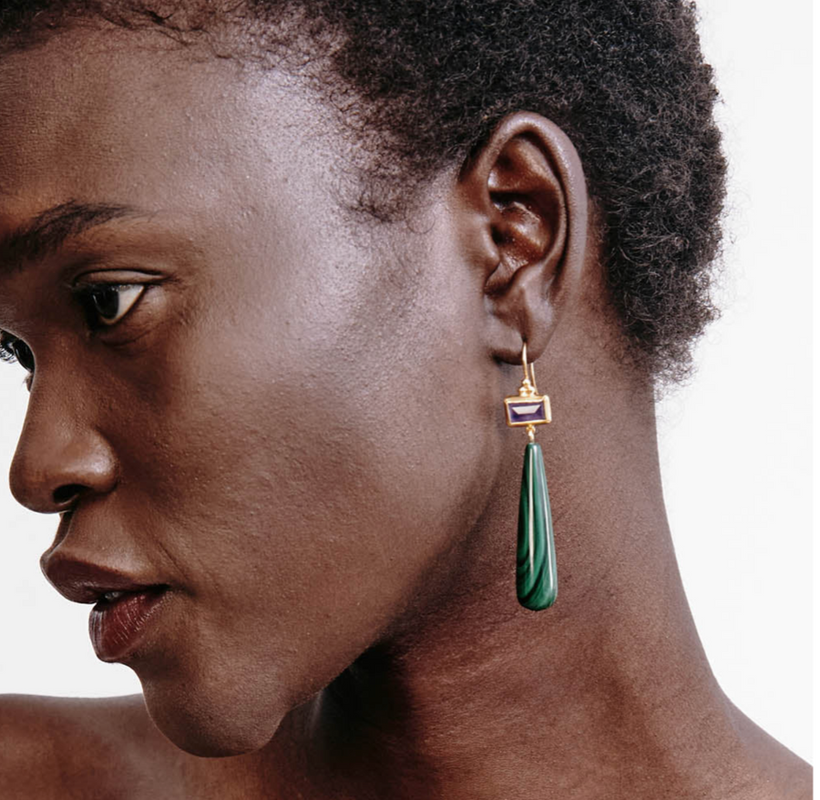 Chan Luu Messina Earrings - Malachite Mix