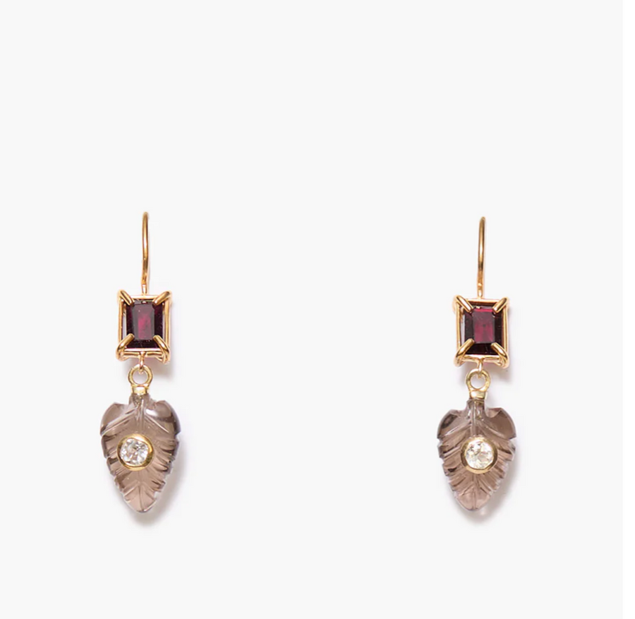 Chan Luu Fern Earrings - Smokey Quartz