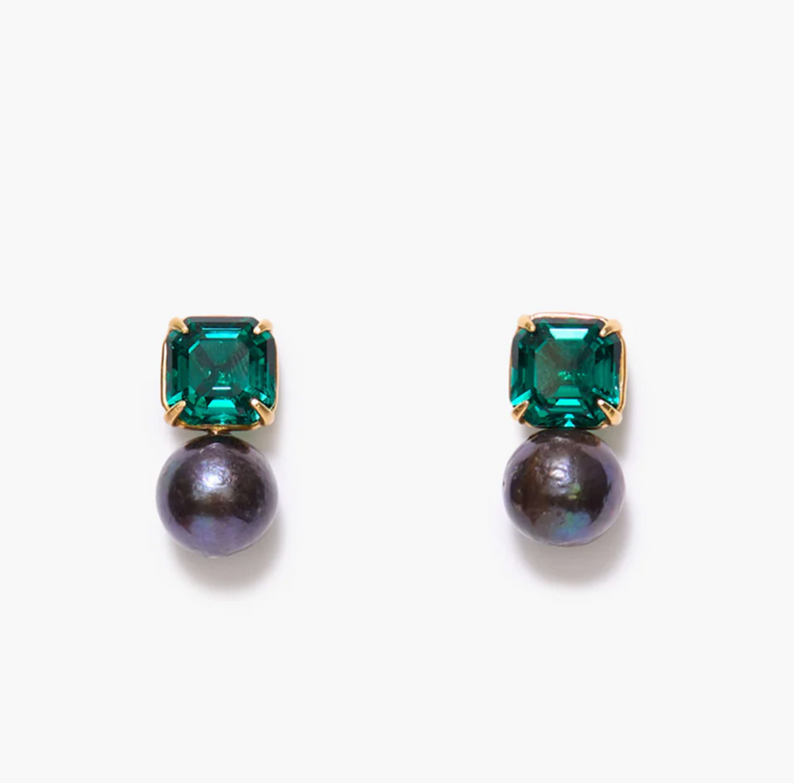 Chan Luu Josephine Earrings - Emerald Crystal