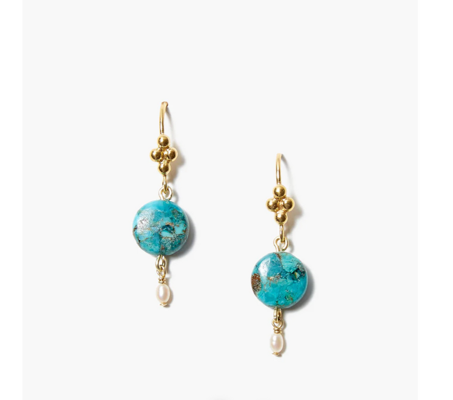 Chan Luu Turquoise And Pearl Drop Earrings - Turquoise