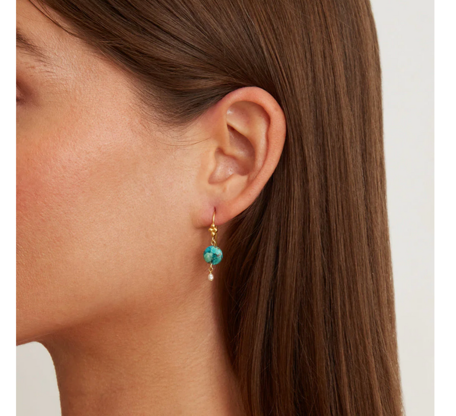 Chan Luu Turquoise And Pearl Drop Earrings - Turquoise
