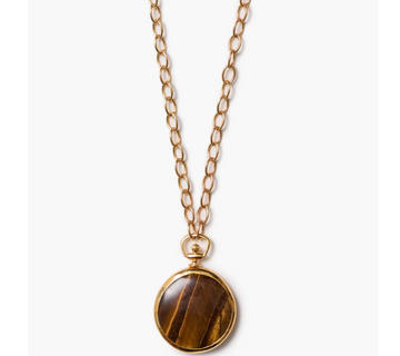 Chan Luu Pocket Watch Necklace - Tigers Eye